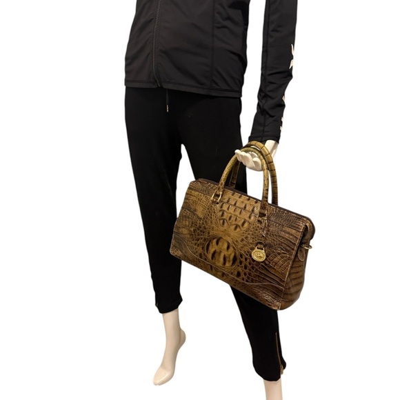 Brown Crocodile Embossed Handbag - Picture 1 of 16